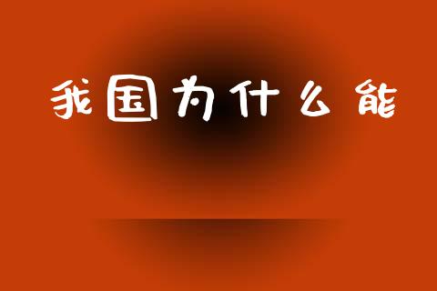 我国为什么能_https://m.ycdhulan.com_财经要闻_第1张