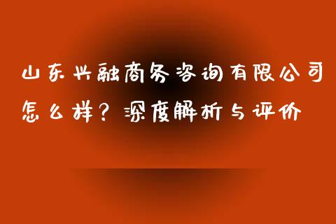 山东兴融商务咨询有限公司怎么样？深度解析与评价_https://m.ycdhulan.com_国际金融_第1张