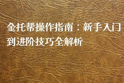 金托帮操作指南：新手入门到进阶技巧全解析_https://m.ycdhulan.com_财经要闻_第1张