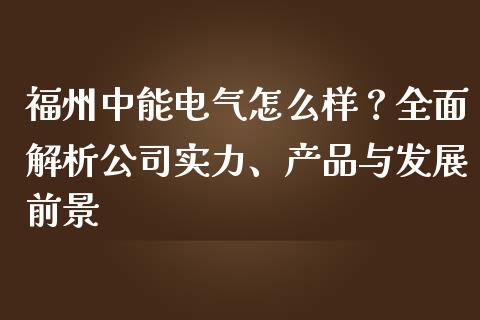 福州中能电气怎么样？全面解析公司实力、产品与发展前景_https://m.ycdhulan.com_期货交易_第1张