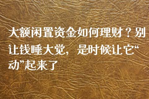 大额闲置资金如何理财？别让钱睡大觉，是时候让它“动”起来了_https://m.ycdhulan.com_国际金融_第1张