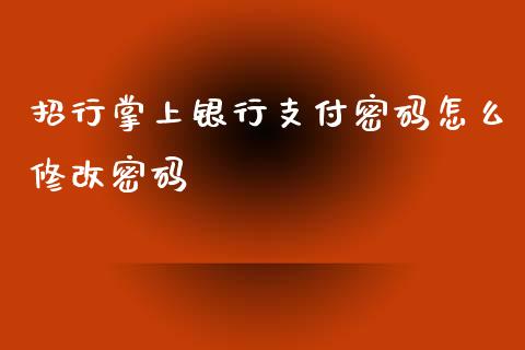 招行掌上银行支付密码怎么修改密码_https://m.ycdhulan.com_期货交易_第1张