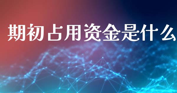 期初占用资金是什么_https://m.ycdhulan.com_证券新闻_第1张