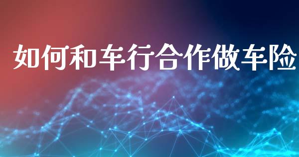 如何和车行合作做车险_https://m.ycdhulan.com_理财产品_第1张