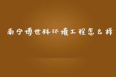 南宁博世科环境工程怎么样_https://m.ycdhulan.com_国际金融_第1张