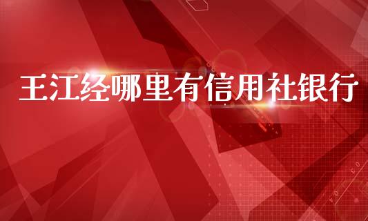 王江经哪里有信用社银行_https://m.ycdhulan.com_国际金融_第1张