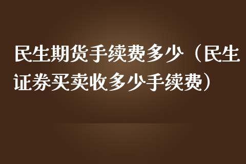 民生期货手续费多少（民生证券买卖收多少手续费）_https://m.ycdhulan.com_证券新闻_第1张