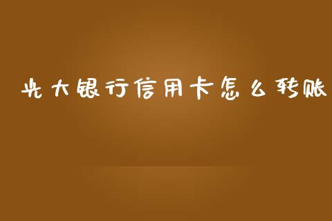 光大银行信用卡怎么转账_https://m.ycdhulan.com_财经要闻_第1张
