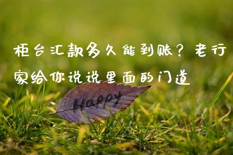 柜台汇款多久能到账？老行家给你说说里面的门道_https://m.ycdhulan.com_财经要闻_第1张