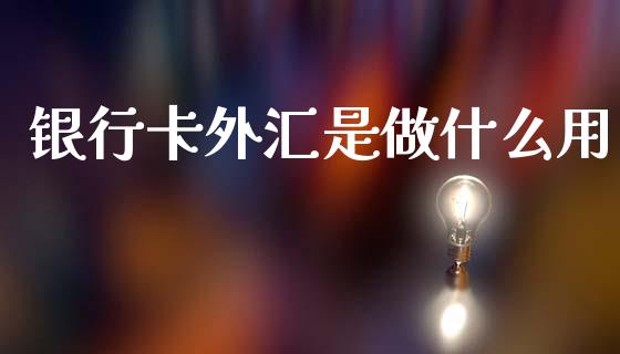 银行卡外汇是做什么用_https://m.ycdhulan.com_证券新闻_第1张