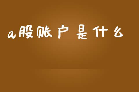 a股账户是什么_https://m.ycdhulan.com_期货交易_第1张