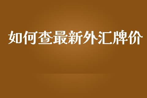如何查最新外汇牌价_https://m.ycdhulan.com_期货交易_第1张