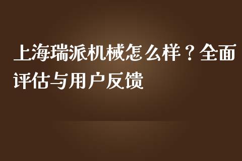 上海瑞派机械怎么样？全面评估与用户反馈_https://m.ycdhulan.com_期货交易_第1张