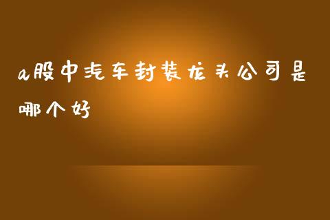 a股中汽车封装龙头公司是哪个好_https://m.ycdhulan.com_国际金融_第1张