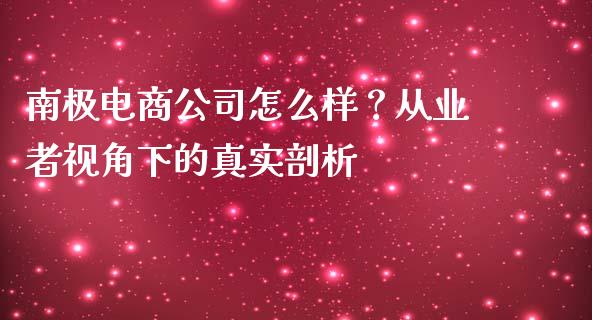 南极电商公司怎么样？从业者视角下的真实剖析_https://m.ycdhulan.com_财经要闻_第1张
