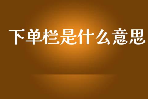 下单栏是什么意思_https://m.ycdhulan.com_国际金融_第1张