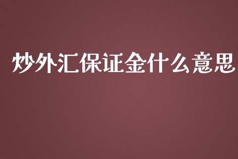 炒外汇保证金什么意思_https://m.ycdhulan.com_国际金融_第1张