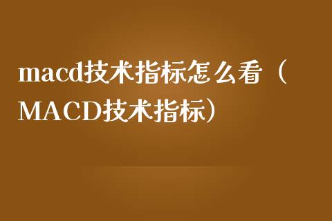 macd技术指标怎么看（MACD技术指标）_https://m.ycdhulan.com_国际金融_第1张