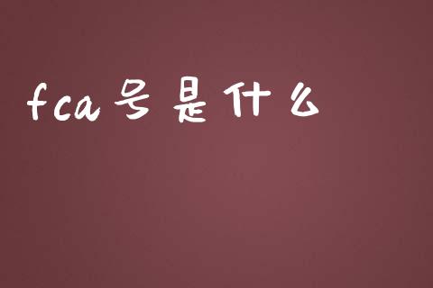 fca号是什么_https://m.ycdhulan.com_理财产品_第1张