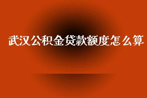 武汉公积金贷款额度怎么算_https://m.ycdhulan.com_国际金融_第1张