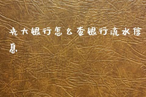 光大银行怎么查银行流水信息_https://m.ycdhulan.com_股市在线_第1张