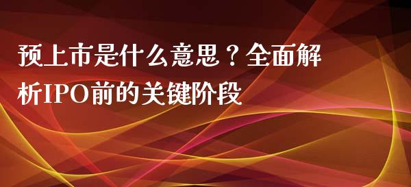 预上市是什么意思？全面解析IPO前的关键阶段_https://m.ycdhulan.com_股市在线_第1张