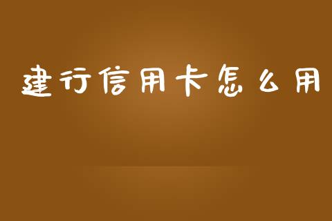建行信用卡怎么用_https://m.ycdhulan.com_期货交易_第1张