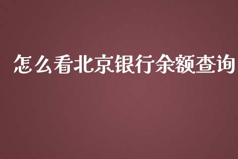 怎么看北京银行余额查询_https://m.ycdhulan.com_财经要闻_第1张