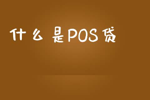 什么是POS贷_https://m.ycdhulan.com_理财产品_第1张