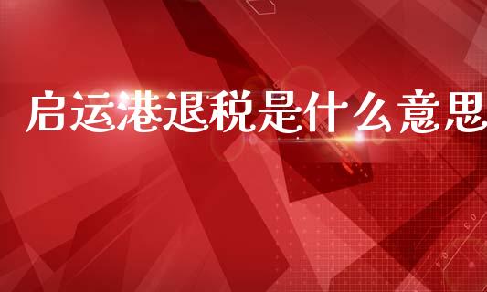 启运港退税是什么意思_https://m.ycdhulan.com_股市在线_第1张