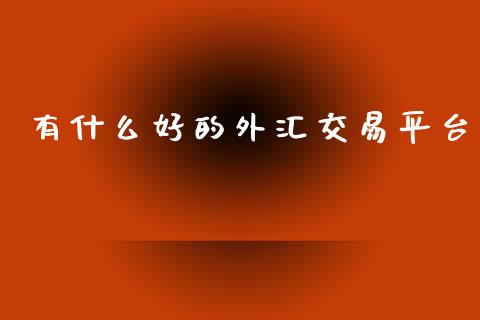 有什么好的外汇交易平台_https://m.ycdhulan.com_理财产品_第1张