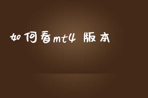 如何看mt4 版本_https://m.ycdhulan.com_证券新闻_第1张