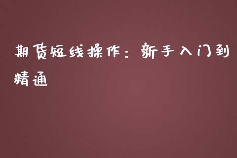 期货短线操作：新手入门到精通_https://m.ycdhulan.com_国际金融_第1张