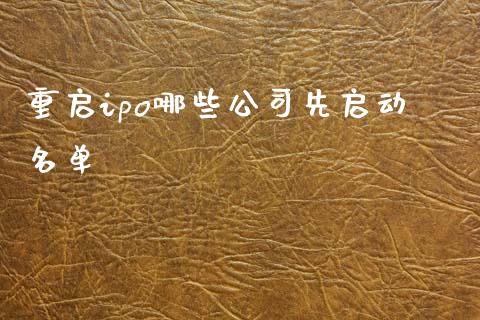 重启ipo哪些公司先启动名单_https://m.ycdhulan.com_理财产品_第1张