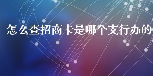 怎么查招商卡是哪个支行办的_https://m.ycdhulan.com_财经要闻_第1张