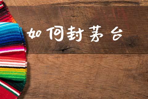 如何封茅台_https://m.ycdhulan.com_证券新闻_第1张