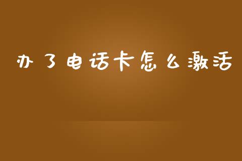 办了电话卡怎么激活_https://m.ycdhulan.com_财经要闻_第1张