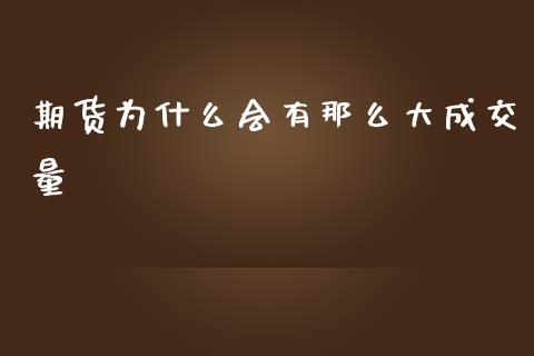 期货为什么会有那么大成交量_https://m.ycdhulan.com_期货交易_第1张