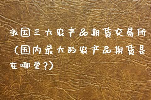 我国三大农产品期货交易所（国内最大的农产品期货是在哪里?）_https://m.ycdhulan.com_财经要闻_第1张