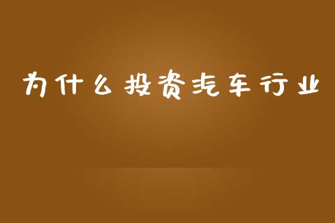 为什么投资汽车行业_https://m.ycdhulan.com_期货交易_第1张
