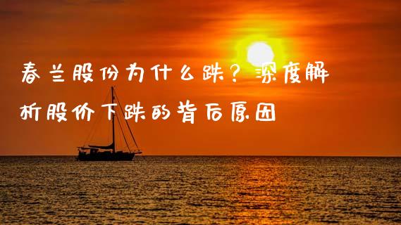 春兰股份为什么跌？深度解析股价下跌的背后原因_https://m.ycdhulan.com_证券新闻_第1张