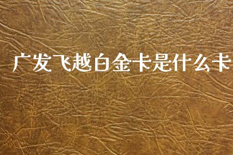广发飞越白金卡是什么卡_https://m.ycdhulan.com_财经要闻_第1张