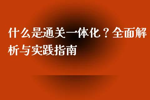什么是通关一体化？全面解析与实践指南_https://m.ycdhulan.com_国际金融_第1张
