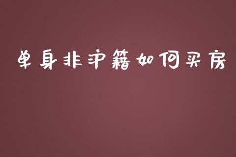 单身非沪籍如何买房_https://m.ycdhulan.com_国际金融_第1张