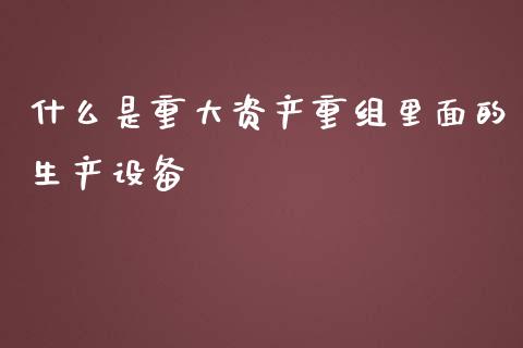 什么是重大资产重组里面的生产设备_https://m.ycdhulan.com_股市在线_第1张