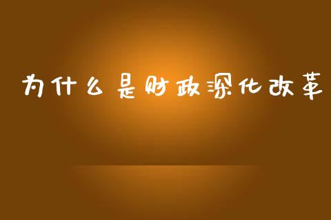 为什么是财政深化改革_https://m.ycdhulan.com_财经要闻_第1张