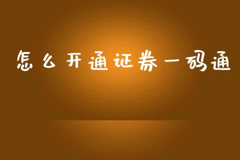 怎么开通证券一码通_https://m.ycdhulan.com_理财产品_第1张