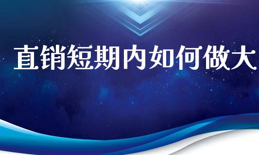 直销短期内如何做大_https://m.ycdhulan.com_财经要闻_第1张