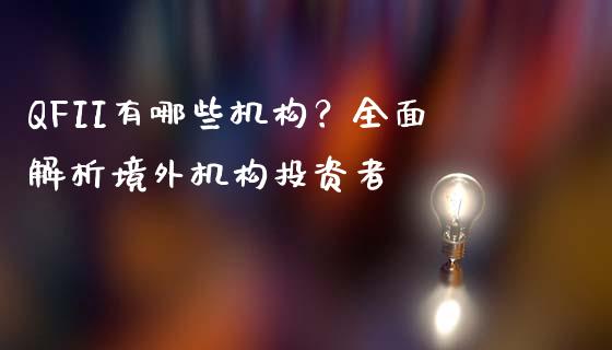 QFII有哪些机构？全面解析境外机构投资者_https://m.ycdhulan.com_期货交易_第1张