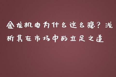 金龙机电为什么这么稳？浅析其在市场中的立足之道_https://m.ycdhulan.com_股市在线_第1张